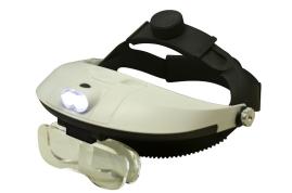 Kopfbandlupe mit Stirn- und Kopfhalterung, verschiedenen Linsen, 2 LED