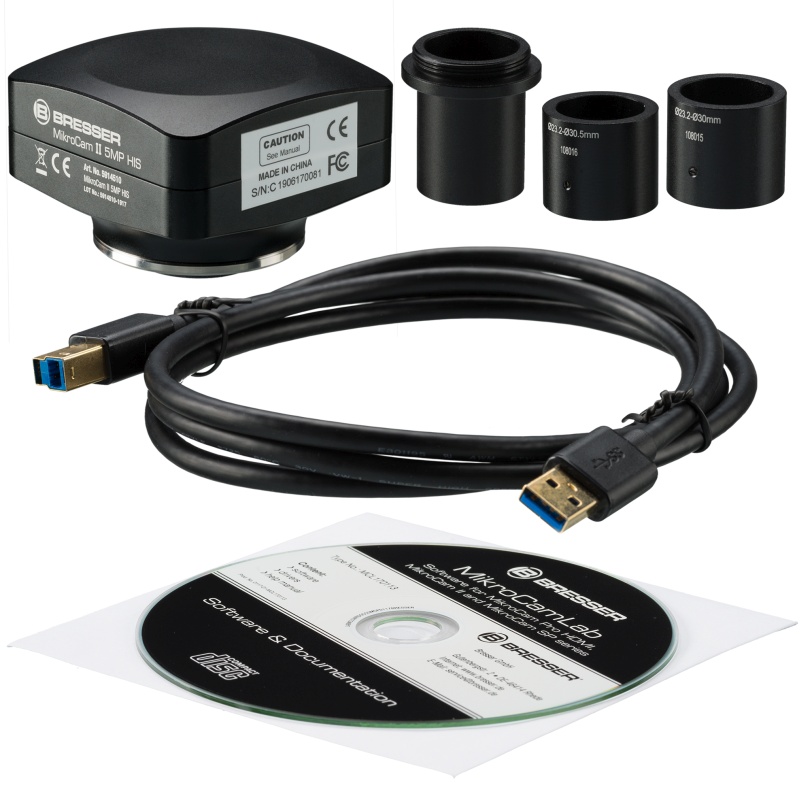 Bresser Mikroskop Kamera MikroCamII 5MP HIS mit lichtempfindlichen rauscharmen Sony® IMX264 Sensor und umfangreicher Software 