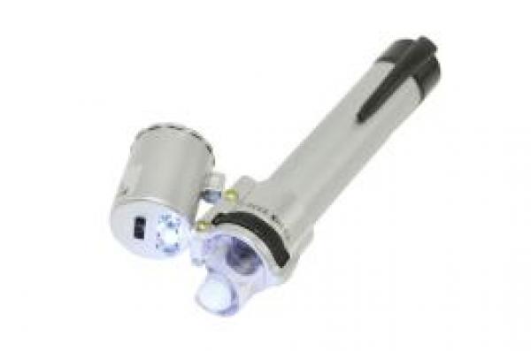 Stiftmikroskop 100x, mit 2 LED, 1 UV-LED