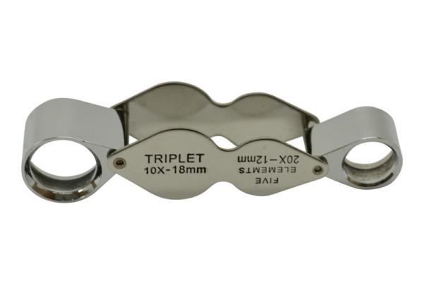 Triplet®-Doppel-Einschlaglupe 10x/18mm; 20x/12mm