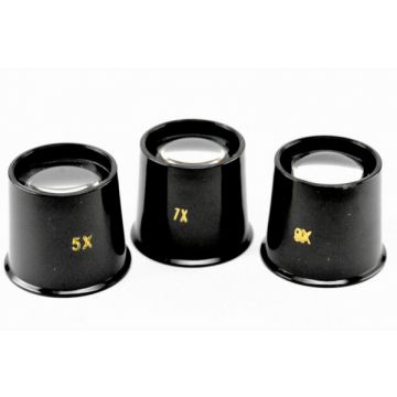 Uhrmacherlupe 5x o. 7x o. 9x o. Set